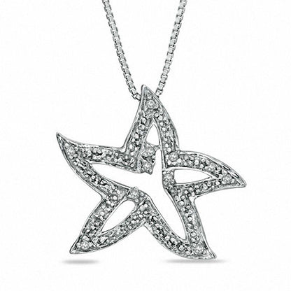 Natural Diamond Accent Starfish Pendant in Sterling Silver