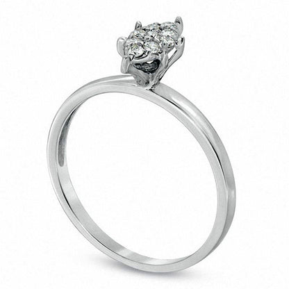 0.10 CT. T.W. Natural Diamond Marquise Cluster Engagement Ring in Solid 10K White Gold
