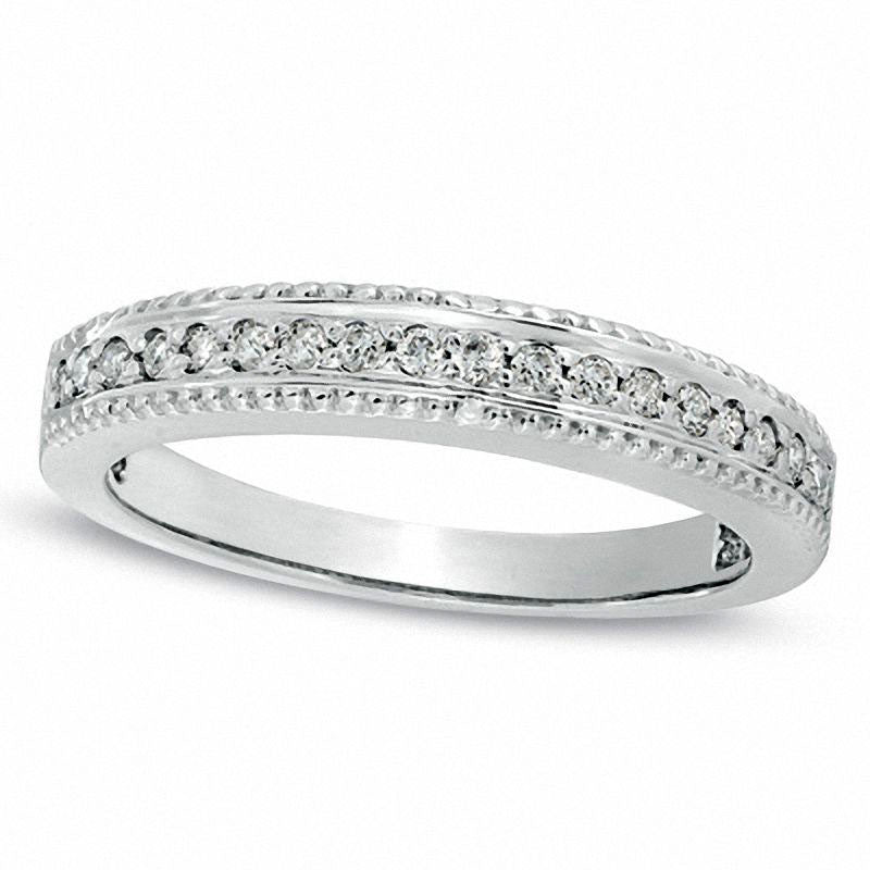 Ladies' 0.17 CT. T.W. Natural Diamond Wedding Band in Solid 10K White Gold