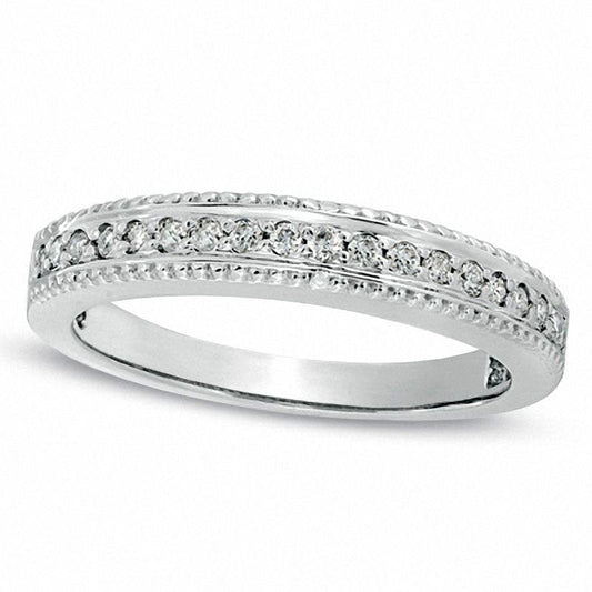 Ladies' 0.17 CT. T.W. Natural Diamond Wedding Band in Solid 10K White Gold