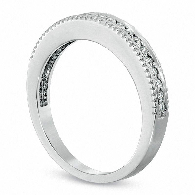 Ladies' 0.17 CT. T.W. Natural Diamond Wedding Band in Solid 10K White Gold