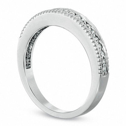 Ladies' 0.17 CT. T.W. Natural Diamond Wedding Band in Solid 10K White Gold