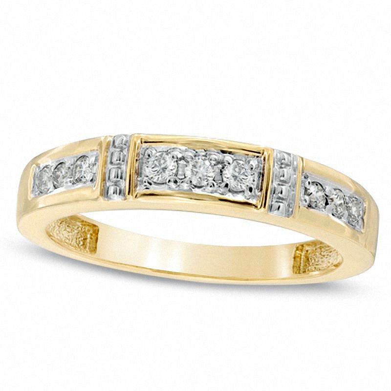 Ladies' 0.13 CT. T.W. Natural Diamond Collar Wedding Band in Solid 10K Yellow Gold