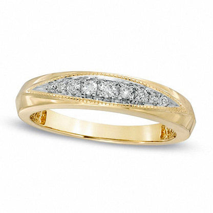 Ladies' 0.13 CT. T.W. Natural Diamond Wedding Band in Solid 10K Yellow Gold