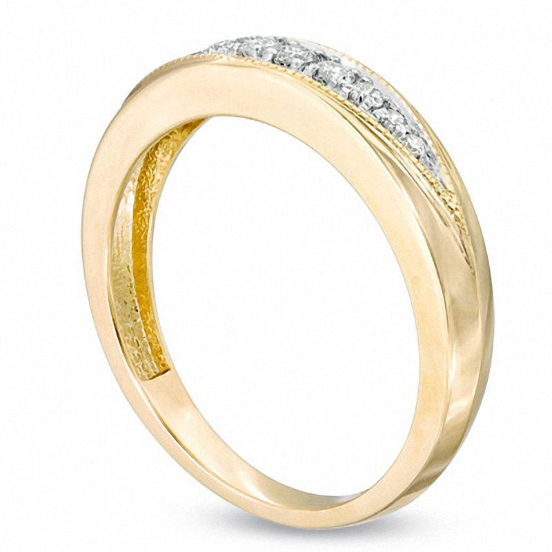 Ladies' 0.13 CT. T.W. Natural Diamond Wedding Band in Solid 10K Yellow Gold