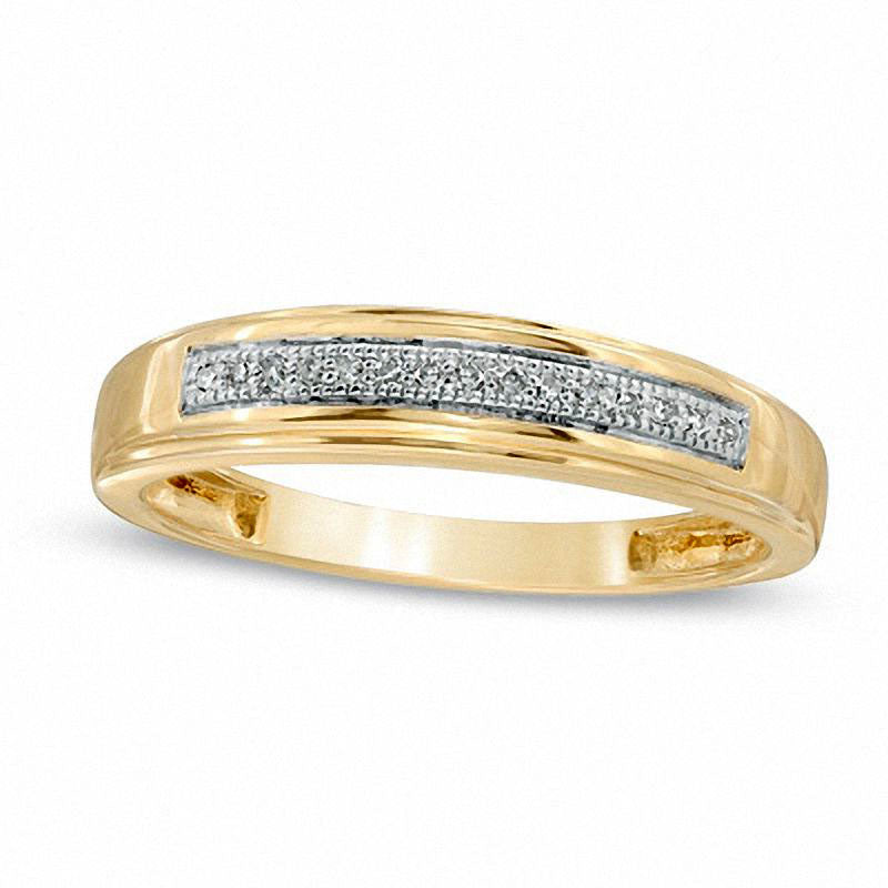 Ladies' Natural Diamond Accent Wedding Band in Solid 10K Yellow Gold
