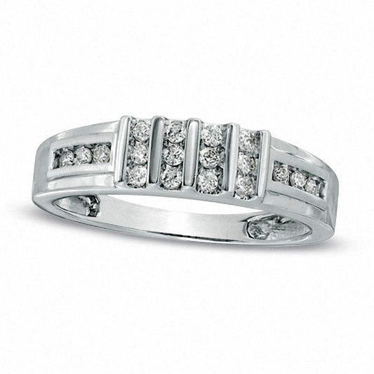 Ladies' 0.17 CT. T.W. Natural Diamond Wedding Band in Solid 10K White Gold