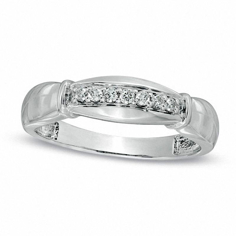 Ladies' 0.10 CT. T.W. Natural Diamond Wedding Band in Solid 10K White Gold