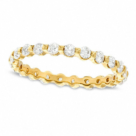1.0 CT. T.W. Natural Diamond Tension-Style Eternity Band in Solid 14K Gold