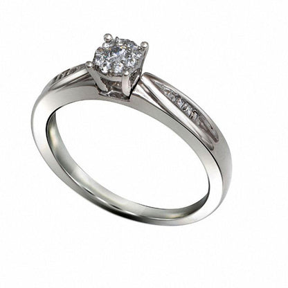 0.13 CT. T.W. Natural Diamond Frame Engagement Ring in Solid 10K White Gold