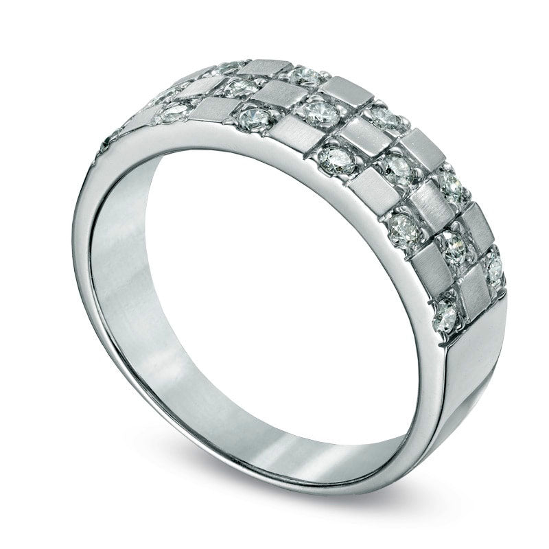 Men's 0.50 CT. T.W. Natural Diamond Checkered Band in Solid 14K White Gold