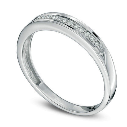 Ladies' Natural Diamond Accent Wedding Band in Solid 10K White Gold