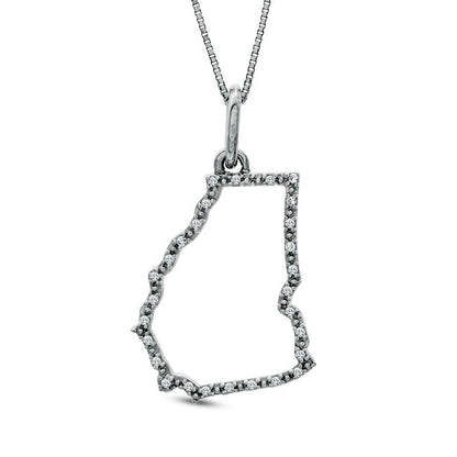 Natural Diamond Accent State of Georgia Outline Pendant in Sterling Silver