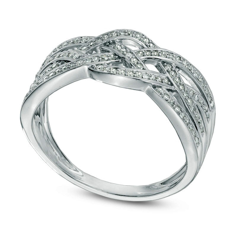 0.10 CT. T.W. Natural Diamond Loose Braid Band in Solid 10K White Gold