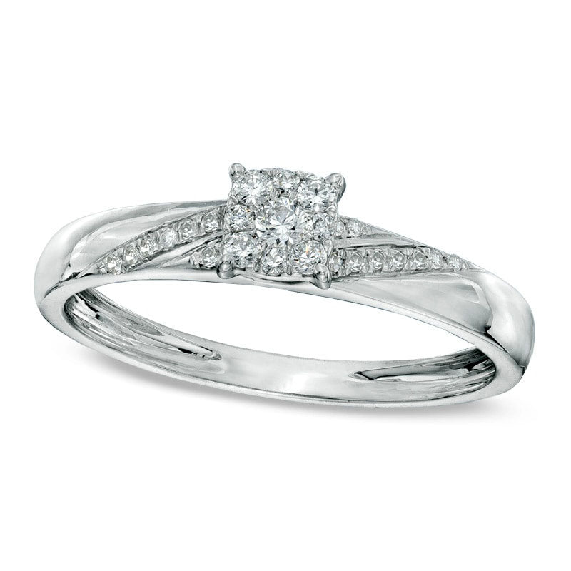 0.17 CT. T.W. Natural Diamond Cluster Slant Striped Engagement Ring in Solid 10K White Gold