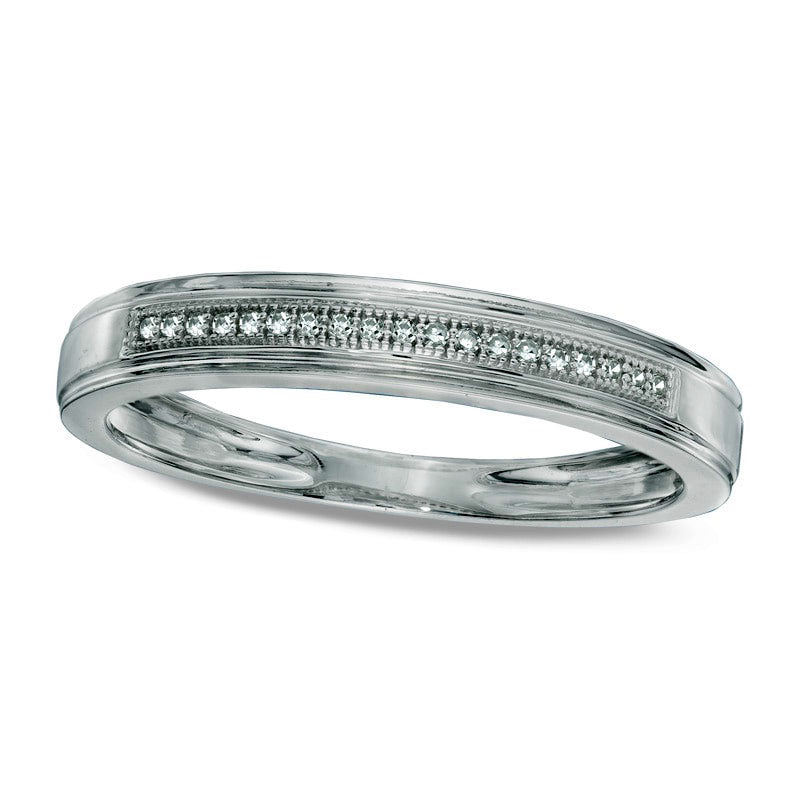 Ladies' 0.07 CT. T.W. Natural Diamond Wedding Band in Solid 10K White Gold