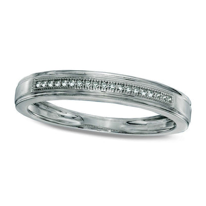 Ladies' 0.07 CT. T.W. Natural Diamond Wedding Band in Solid 10K White Gold