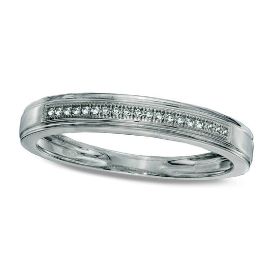 Ladies' 0.07 CT. T.W. Natural Diamond Wedding Band in Solid 10K White Gold
