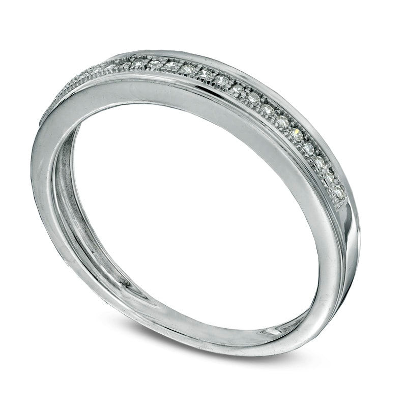 Ladies' 0.07 CT. T.W. Natural Diamond Wedding Band in Solid 10K White Gold