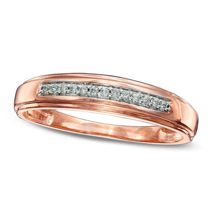 0.10 CT. T.W. Natural Diamond Wedding Band in Solid 10K Rose Gold