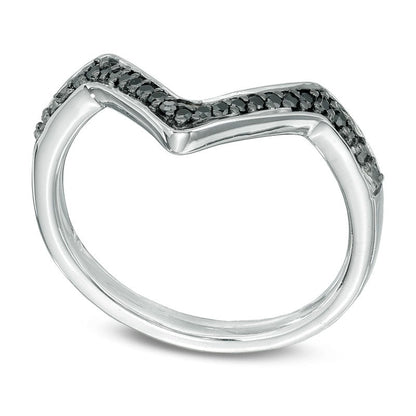 0.05 CT. T.W. Enhanced Black Natural Diamond Deep Chevron Midi Ring in Sterling Silver