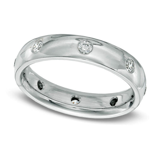 Men's 0.50 CT. T.W. Natural Diamond Polished Wedding Band in Solid 14K White Gold