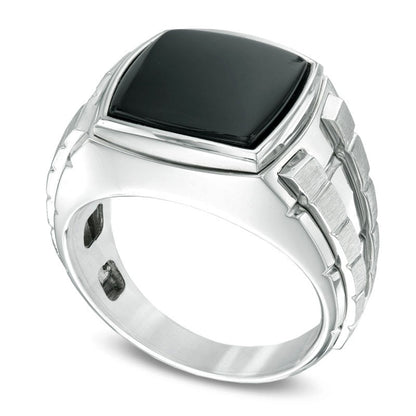 Men's 13.0mm Square-Cut Onyx Ring in Sterling Silver