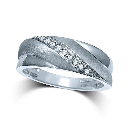 Men's 0.13 CT. T.W. Natural Diamond Slant Anniversary Band in Solid 10K White Gold