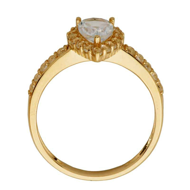 Pear-Shaped White Topaz Frame Bridal Engagement Ring Set in Solid 10K Yellow Gold
