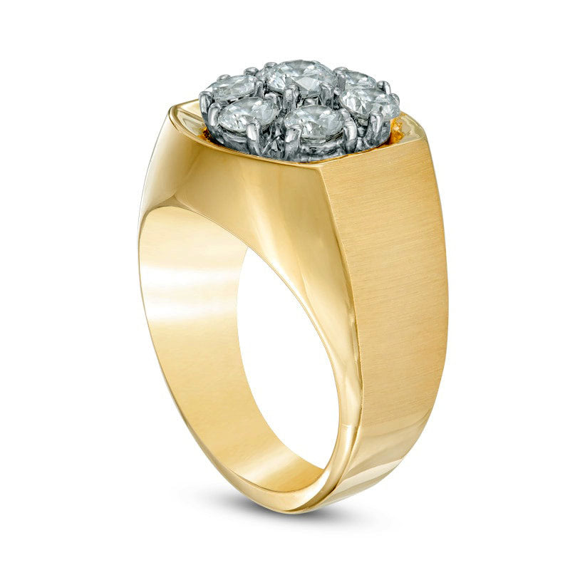 Men's 2.0 CT. T.W. Natural Diamond Cluster Comfort Fit Ring in Solid 10K Yellow Gold