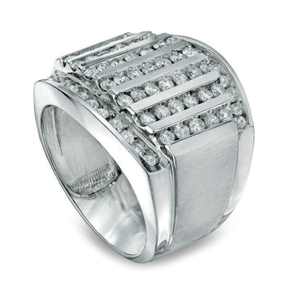 Men's 2.0 CT. T.W. Natural Diamond Ring in Solid 10K White Gold