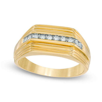 Men's 0.25 CT. T.W. Natural Diamond Wedding Band in Solid 10K Yellow Gold
