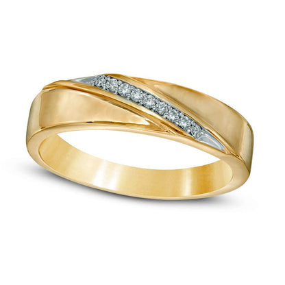 Men's Natural Diamond Accent Wedding Band in Solid 10K Yellow Gold