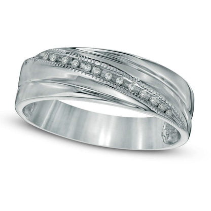 Natural Diamond Accent Wedding Band in Sterling Silver