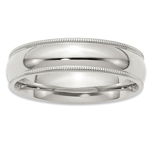 Men's 6.0mm Comfort Fit Milgrain Wedding Band in Sterling Silver
