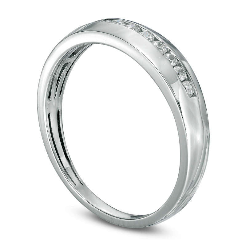 Men's 0.25 CT. T.W. Natural Diamond Wedding Band in Solid 10K White Gold