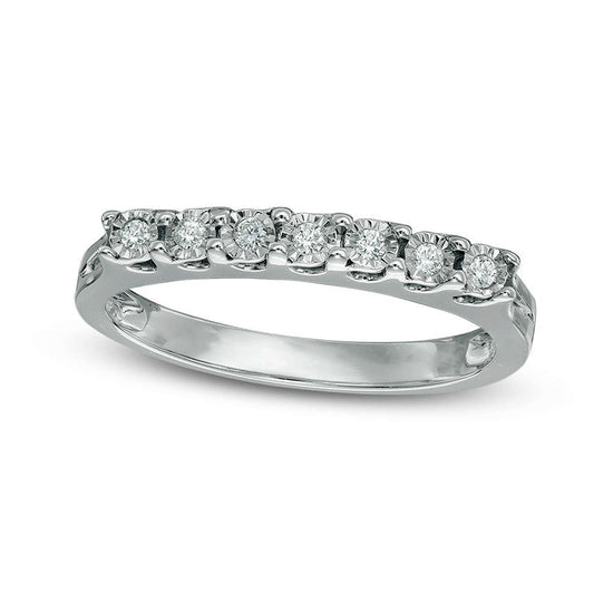 0.10 CT. T.W. Natural Diamond Seven Stone Anniversary Band in Sterling Silver