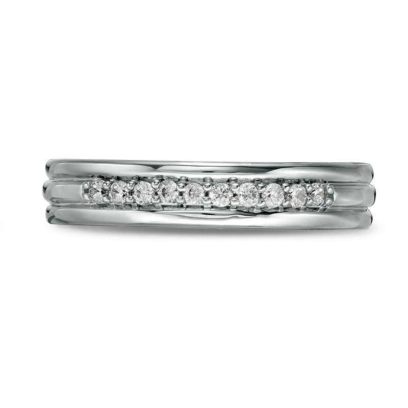 Men's 0.20 CT. T.W. Natural Diamond Groove Wedding Band in Solid 14K White Gold
