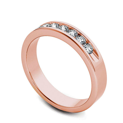 Men's 0.50 CT. T.W. Natural Diamond Seven Stone Wedding Band in Solid 14K Rose Gold