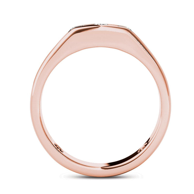 Men's 0.50 CT. T.W. Natural Diamond Three Stone Wedding Band in Solid 14K Rose Gold