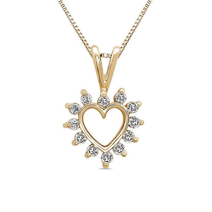 0.17 CT. T.W. Natural Diamond Heart Starburst Pendant in 14K Gold