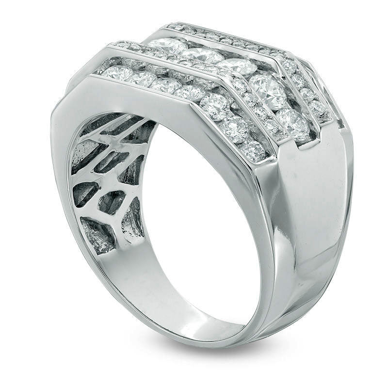 Men's 2.5 CT. T.W. Natural Diamond Five Row Ring in Solid 14K White Gold