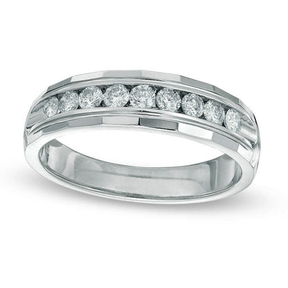 Men's 0.50 CT. T.W. Natural Diamond Wedding Band in Solid 14K White Gold