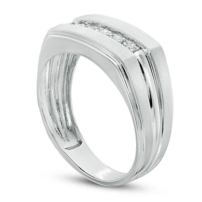 Men's 0.10 CT. T.W. Natural Diamond Five Stone Wedding Ring in Solid 10K White Gold