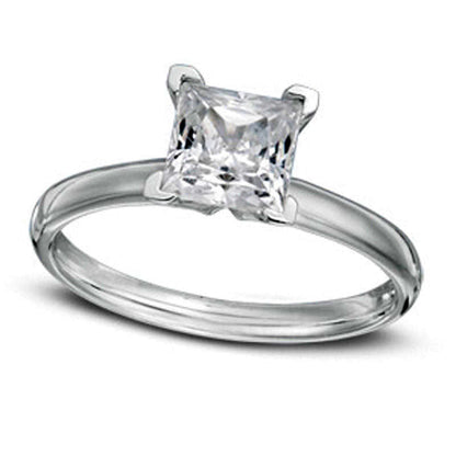 Certified 2.0 CT. Princess-Cut Natural Clarity Enhanced Big Diamond Solitaire Engagement Ring in Solid 14K White Gold