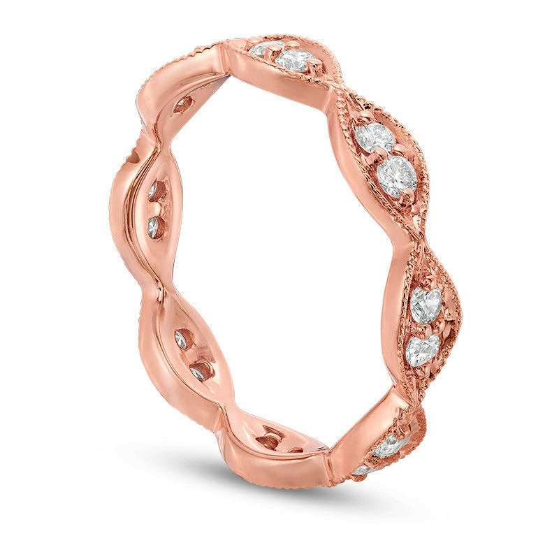 0.50 CT. T.W. Natural Diamond Marquise-Shapes Eternity Band in Solid 14K Rose Gold