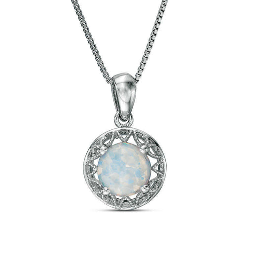 7.0mm Lab-Created Opal Pendant in Sterling Silver
