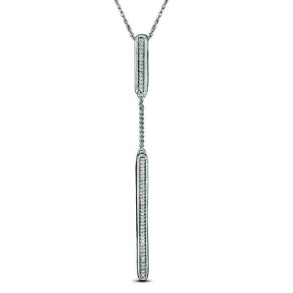 0.17 CT. T.W. Natural Diamond Bar and Chain Drop Pendant in Sterling Silver