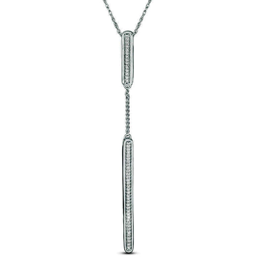 0.17 CT. T.W. Natural Diamond Bar and Chain Drop Pendant in Sterling Silver