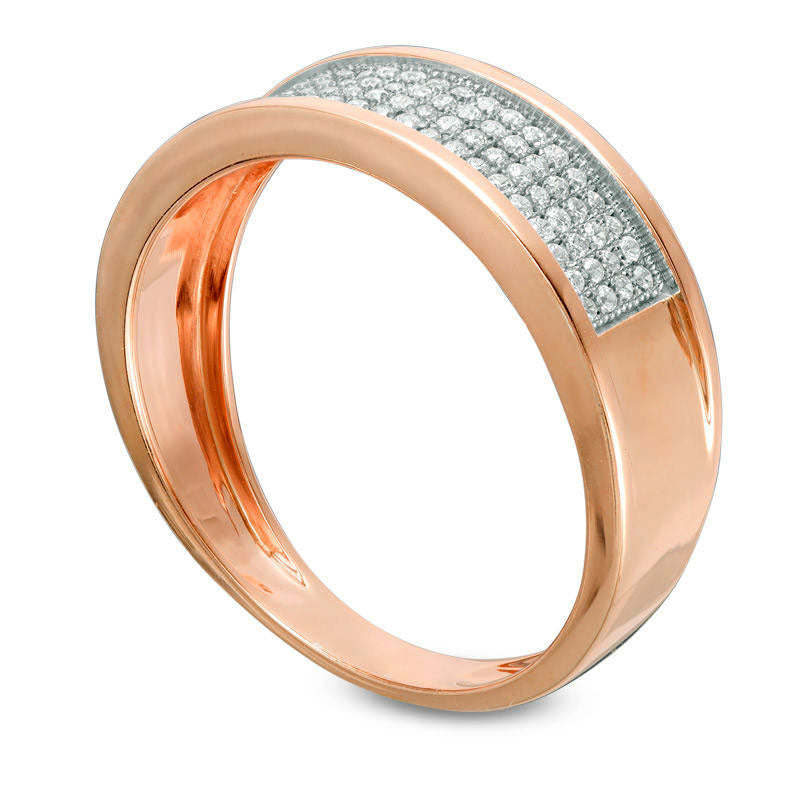 Men's 0.25 CT. T.W. Natural Diamond Wedding Band in Solid 10K Rose Gold